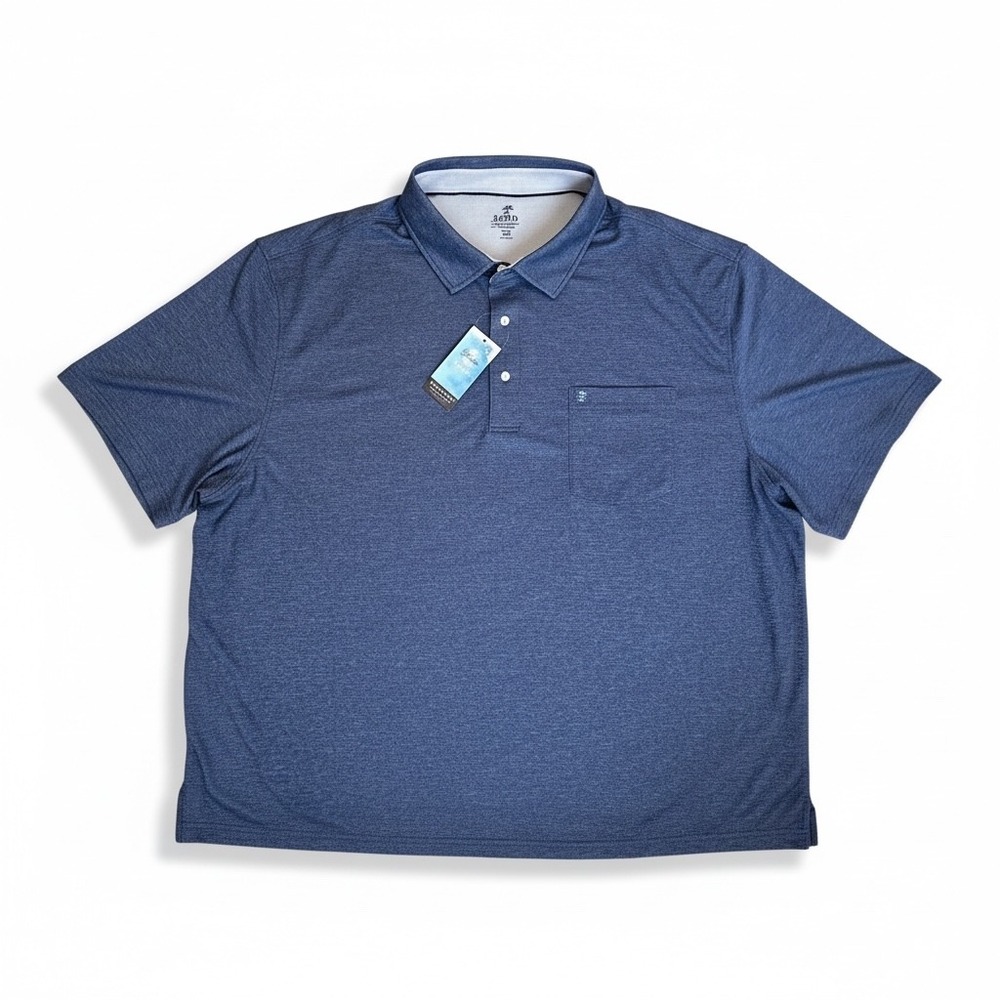 IZOD Saltwater Sunshield Pro 4XB Blue Heathered Polo Shirt Men Quick Dry Wicking